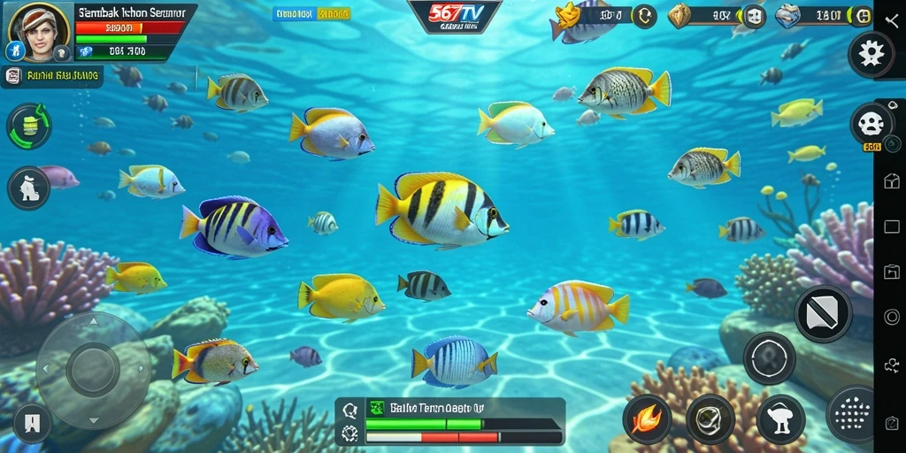 Screenshot gameplay 567TV menunjukkan aksi menembak ikan yang seru.