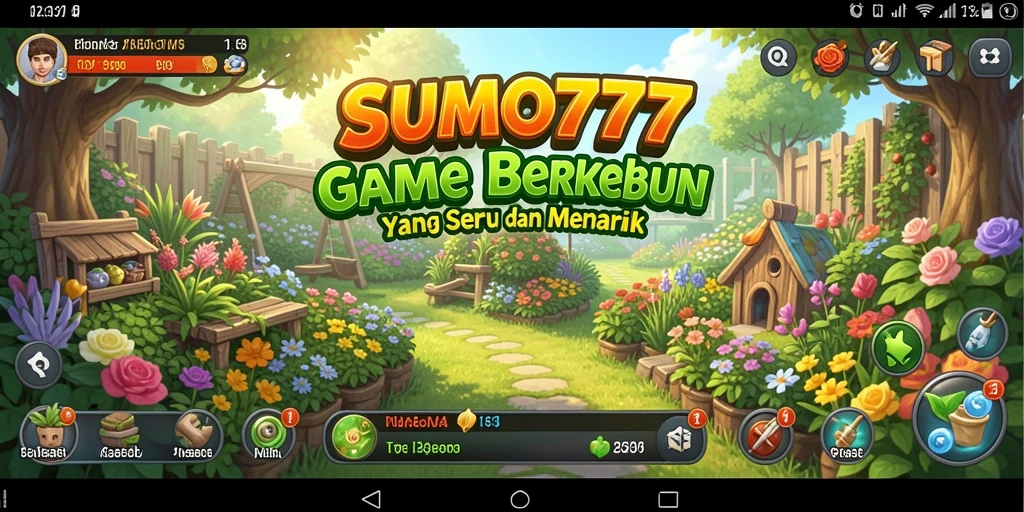 Tampilan kebun yang kaya dan berwarna dari SUMO777 dalam gameplay.